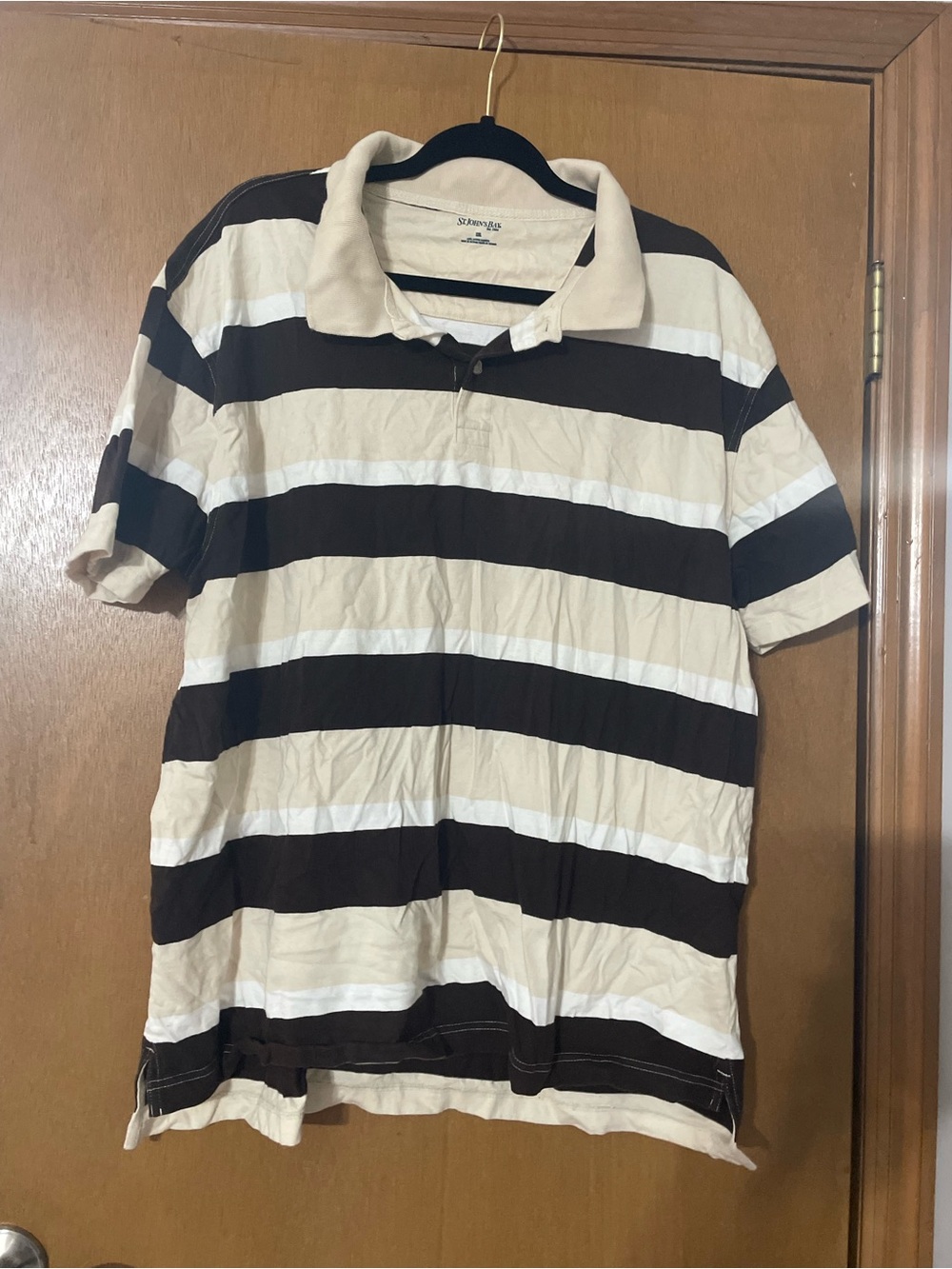 St. John's Bay Brown and Cream Striped Polo